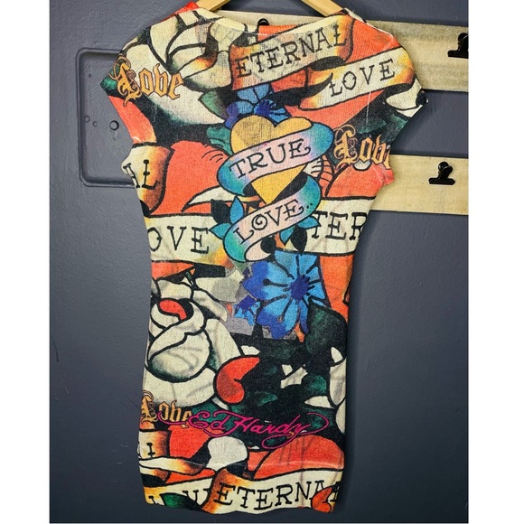Rare Vintage Ed Hardy Tattoo Knit Dress - Picture 3 of 6